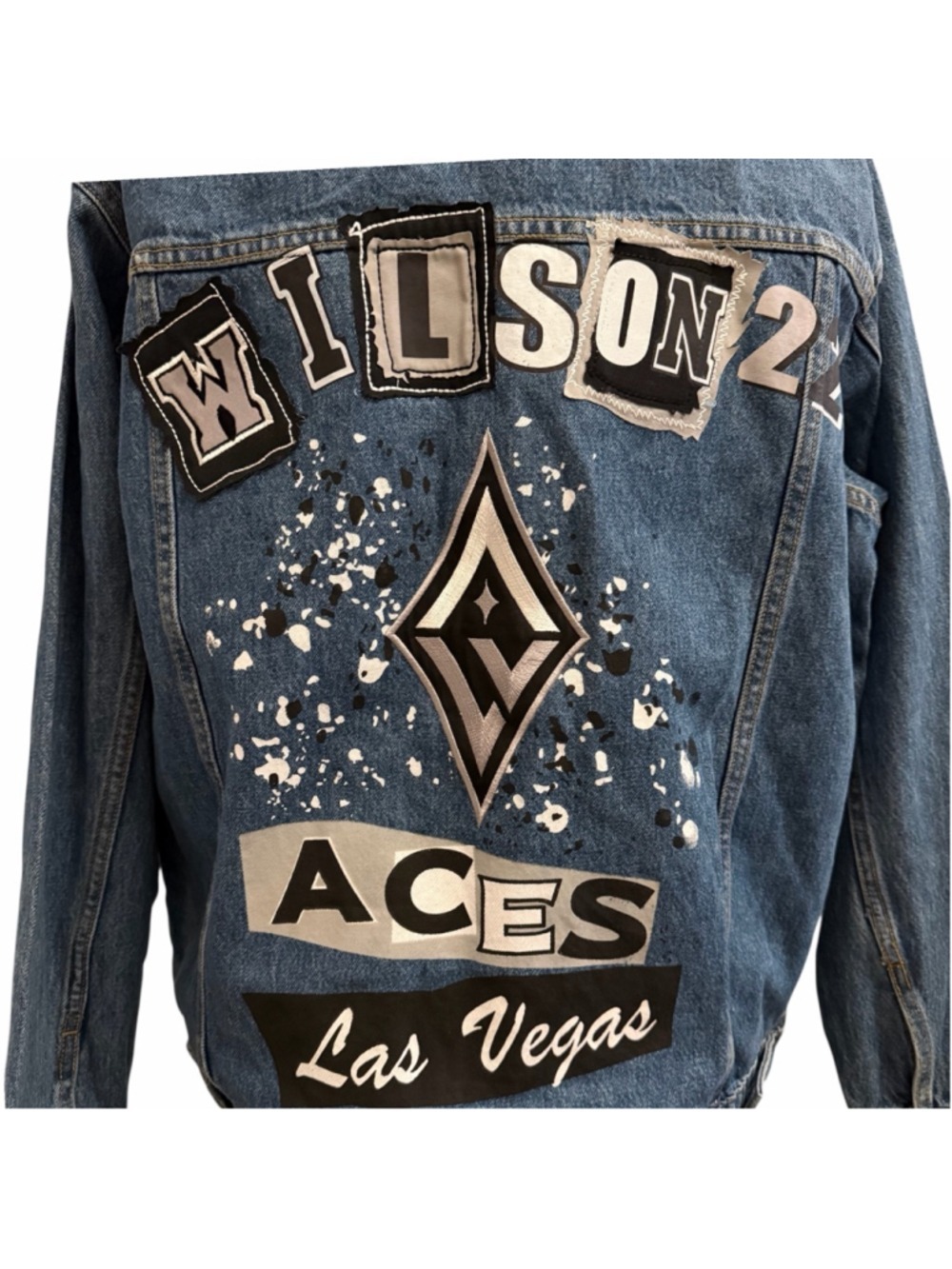 Fisll A'ja Wilson Las Vegas Aces WNBA Denim Jacket Large